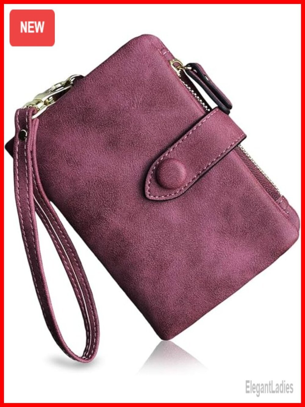 RFID Bifold Leather Wallet Wristlet with 16 Card Slots and Zipper Coin Purse